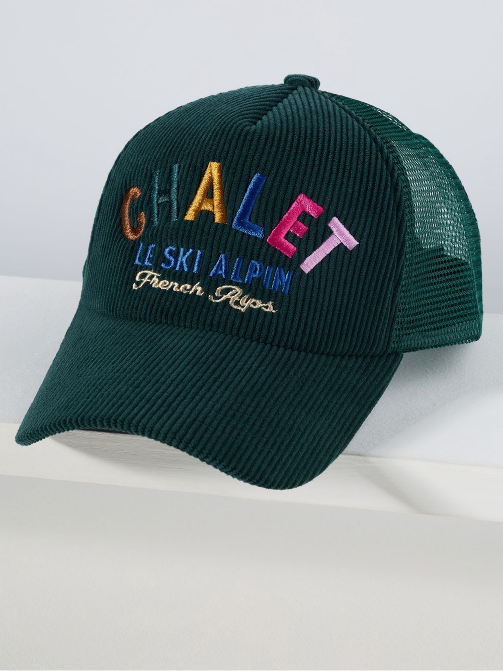 🇫🇷 Anthropologie Trucker Hat Worn West Après Ski Corduroy New French Alps